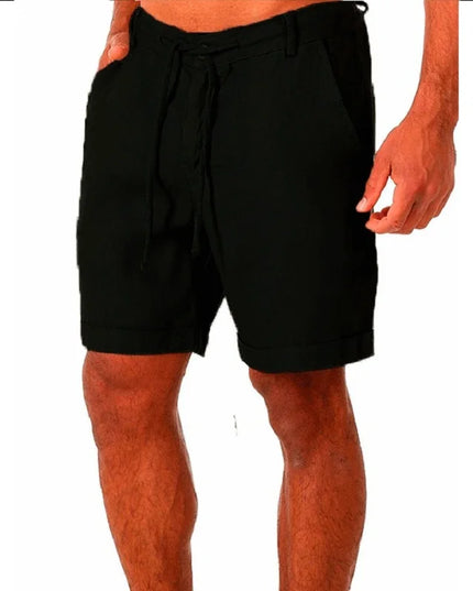 KB New Men's Cotton Linen shorts Pants Male Summer Breathable Solid Color Linen Trousers Fitness Streetwear S-4XL