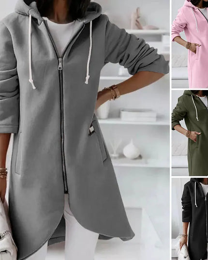 Women Causal Winter Overcoat Female Plus Sizes Hooded Pocket Cap Coat Outerwear Zipper Elegant  Jacket Casco Feminino