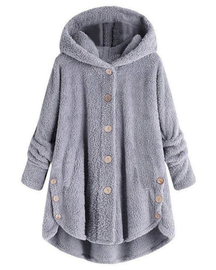 Fashion Trend Autumn and Winter Press-pleated Printed Turn-collar Long-sleeved Shirt Two-piece Furry Coat