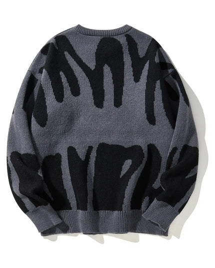 New Popular Autumn Winter Irregular Jacquard Pattern Pullover Sweater Casual Round Neck Contrast Color Knitted Men's Pullover