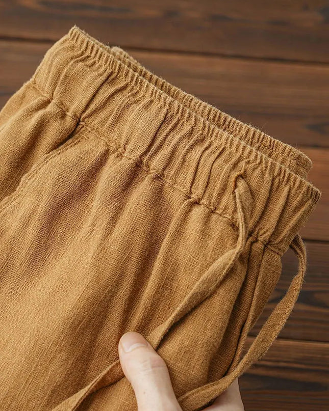 Casual Cotton Linen Chino Pants Men Wide Leg Lightweight Baggy Cotton Sweatpants Male Sport Jogger Straight Work Trousers