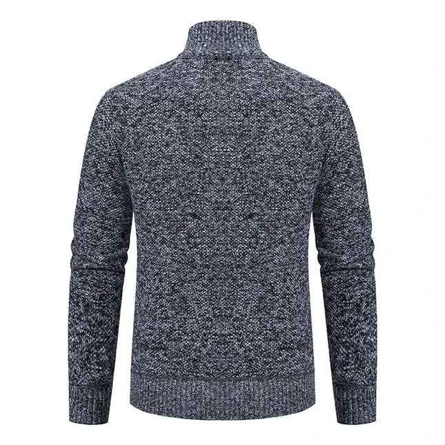 2025 Autumn and Winter New Jersey Men's Casual Sports Coat Solid Color Stand Collar Sweater Grab Fleece Warm Zipper Cardigan