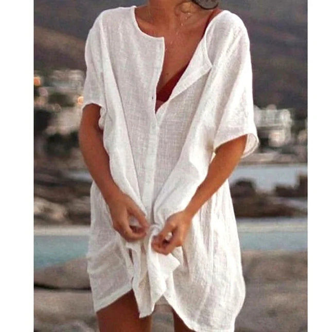 Cotton Women's Vintage Sexy Dress White Oversize Casual Beach Mini Dresses 2023 Summer Maxi Dress Robe De Soirée Orange Vestidos