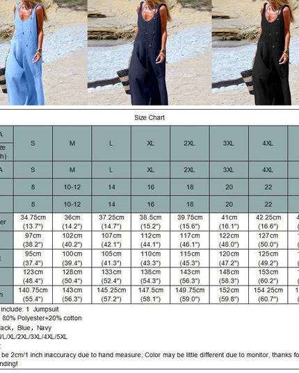 Womens Cotton Linen Jumpsuit Dungarees Loose Playsuit Polyester Preppy Style Pants Pocket  Overalls Trousers