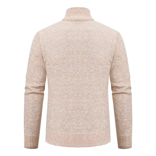 2025 Autumn and Winter New Jersey Men's Casual Sports Coat Solid Color Stand Collar Sweater Grab Fleece Warm Zipper Cardigan