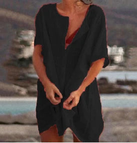 Cotton Women's Vintage Sexy Dress White Oversize Casual Beach Mini Dresses 2023 Summer Maxi Dress Robe De Soirée Orange Vestidos