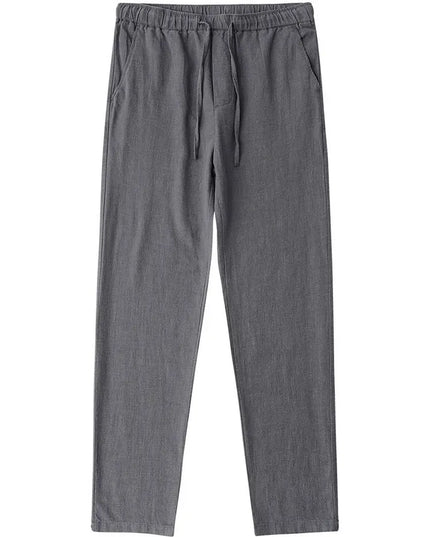Casual Cotton Linen Chino Pants Men Wide Leg Lightweight Baggy Cotton Sweatpants Male Sport Jogger Straight Work Trousers
