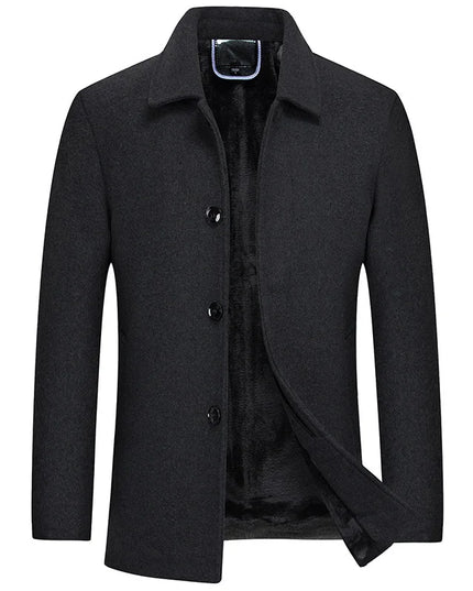 Jackets Business Casual Fleece Liner Woolen Autumn Winter Men Wool Jacket Slim Fit Thick Warm Trench Jackets Mens Brand Outwears