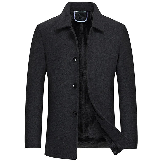 Jackets Business Casual Fleece Liner Woolen Autumn Winter Men Wool Jacket Slim Fit Thick Warm Trench Jackets Mens Brand Outwears