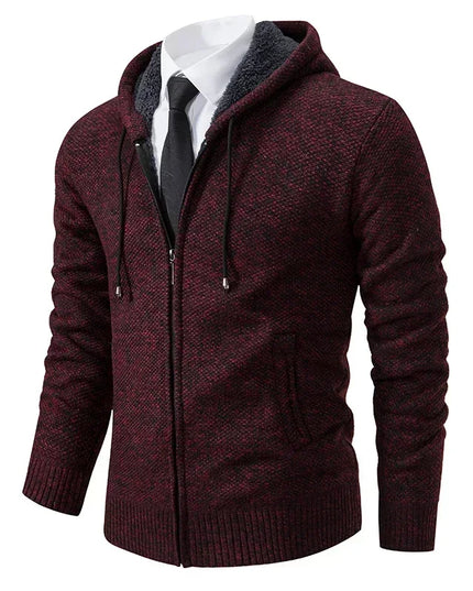 2025 Autumn and Winter New Jersey Men's Casual Sports Coat Solid Color Stand Collar Sweater Grab Fleece Warm Zipper Cardigan