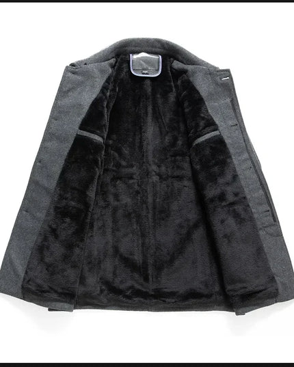 Jackets Business Casual Fleece Liner Woolen Autumn Winter Men Wool Jacket Slim Fit Thick Warm Trench Jackets Mens Brand Outwears