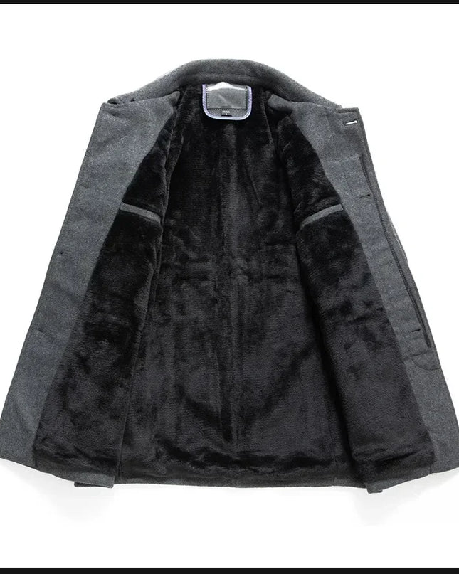 Jackets Business Casual Fleece Liner Woolen Autumn Winter Men Wool Jacket Slim Fit Thick Warm Trench Jackets Mens Brand Outwears