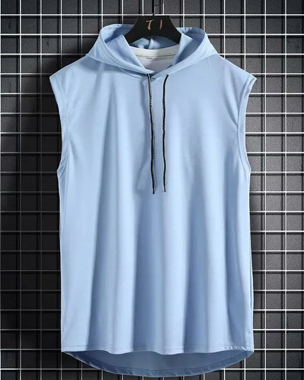 Summer Gym Tank Top Men Hooded Sleeveless Shirt Bodybuilding Top Fashion Hip Pop Vest Sweatshirt Fitness Singlets Man Clothing