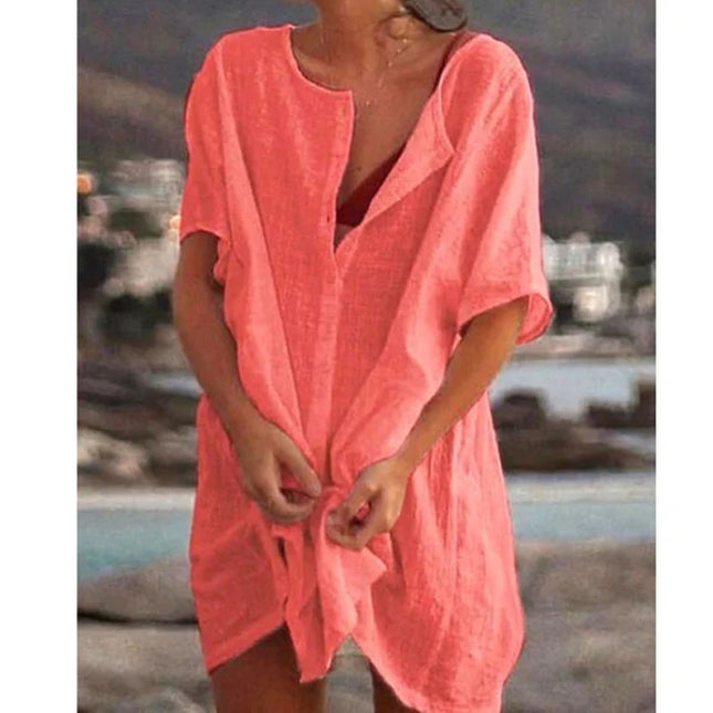 Cotton Women's Vintage Sexy Dress White Oversize Casual Beach Mini Dresses 2023 Summer Maxi Dress Robe De Soirée Orange Vestidos