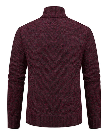 2025 Autumn and Winter New Jersey Men's Casual Sports Coat Solid Color Stand Collar Sweater Grab Fleece Warm Zipper Cardigan