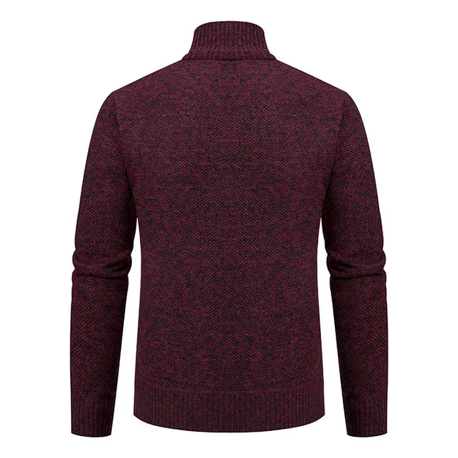 2025 Autumn and Winter New Jersey Men's Casual Sports Coat Solid Color Stand Collar Sweater Grab Fleece Warm Zipper Cardigan