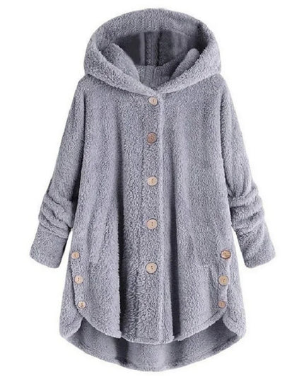 Fashion Trend Autumn and Winter Press-pleated Printed Turn-collar Long-sleeved Shirt Two-piece Furry Coat