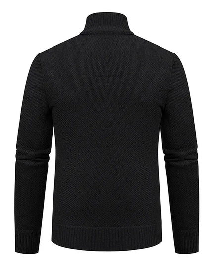2025 Autumn and Winter New Jersey Men's Casual Sports Coat Solid Color Stand Collar Sweater Grab Fleece Warm Zipper Cardigan