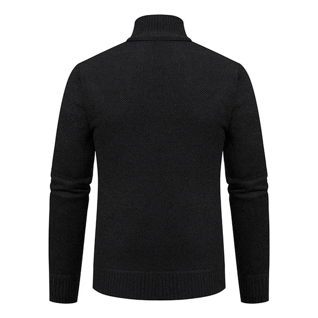 2025 Autumn and Winter New Jersey Men's Casual Sports Coat Solid Color Stand Collar Sweater Grab Fleece Warm Zipper Cardigan