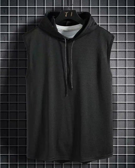 Summer Gym Tank Top Men Hooded Sleeveless Shirt Bodybuilding Top Fashion Hip Pop Vest Sweatshirt Fitness Singlets Man Clothing