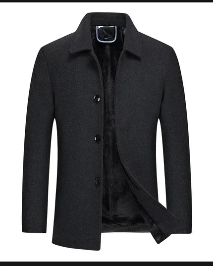 Jackets Business Casual Fleece Liner Woolen Autumn Winter Men Wool Jacket Slim Fit Thick Warm Trench Jackets Mens Brand Outwears