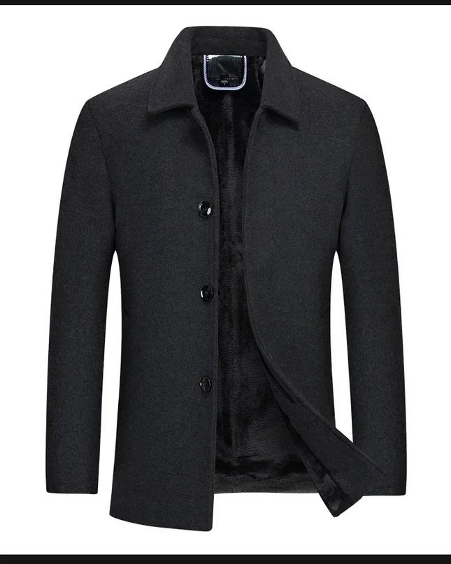 Jackets Business Casual Fleece Liner Woolen Autumn Winter Men Wool Jacket Slim Fit Thick Warm Trench Jackets Mens Brand Outwears