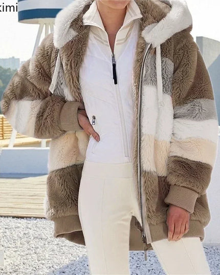 2025 Women's Warm Coats Jackets for Autumn Winter Long Jacket Warm Thick Fleece Faux Fur Coat Plush Teddy Woman Fur Coat Female