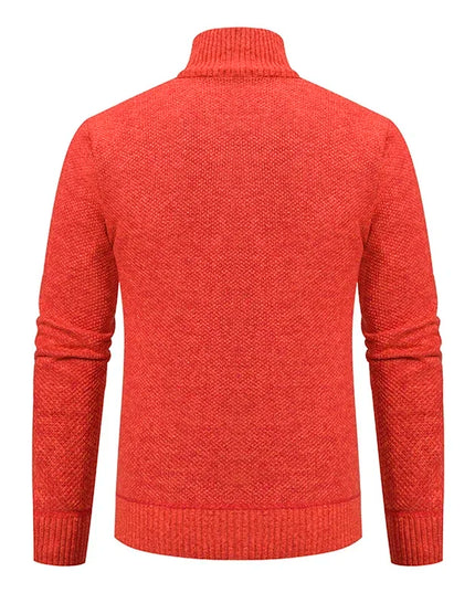2025 Autumn and Winter New Jersey Men's Casual Sports Coat Solid Color Stand Collar Sweater Grab Fleece Warm Zipper Cardigan