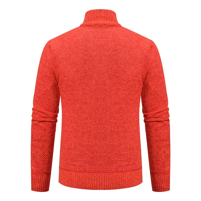 2025 Autumn and Winter New Jersey Men's Casual Sports Coat Solid Color Stand Collar Sweater Grab Fleece Warm Zipper Cardigan