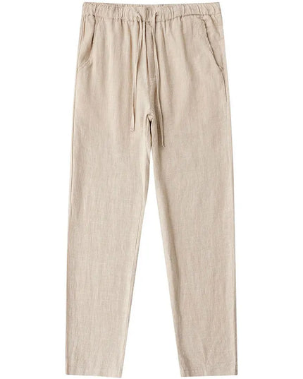 Casual Cotton Linen Chino Pants Men Wide Leg Lightweight Baggy Cotton Sweatpants Male Sport Jogger Straight Work Trousers