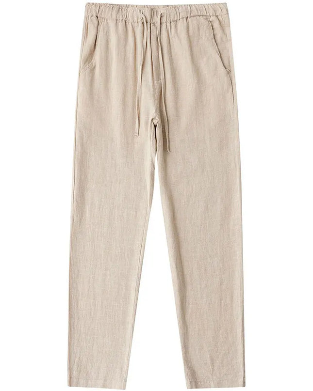 Casual Cotton Linen Chino Pants Men Wide Leg Lightweight Baggy Cotton Sweatpants Male Sport Jogger Straight Work Trousers