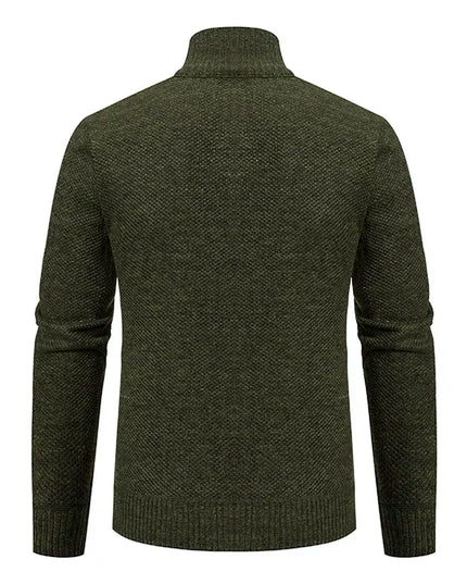 2025 Autumn and Winter New Jersey Men's Casual Sports Coat Solid Color Stand Collar Sweater Grab Fleece Warm Zipper Cardigan
