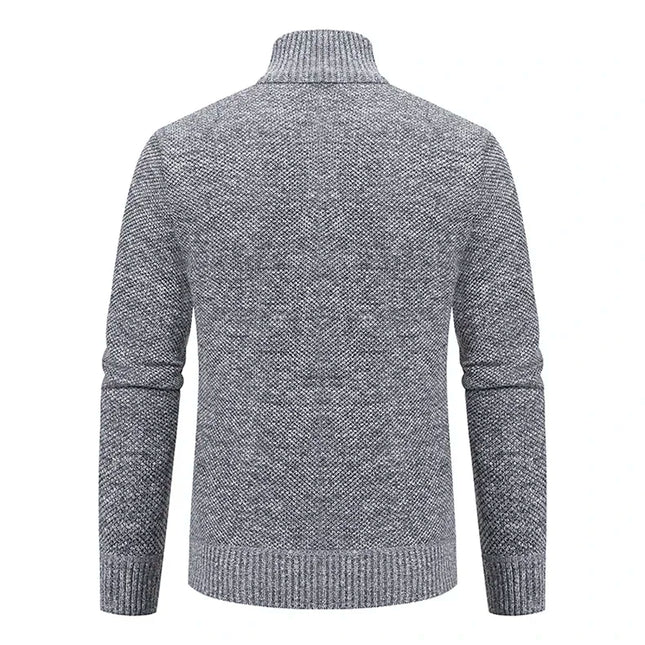 2025 Autumn and Winter New Jersey Men's Casual Sports Coat Solid Color Stand Collar Sweater Grab Fleece Warm Zipper Cardigan