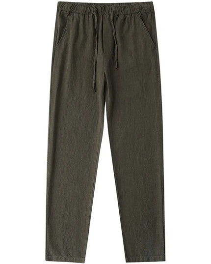 Casual Cotton Linen Chino Pants Men Wide Leg Lightweight Baggy Cotton Sweatpants Male Sport Jogger Straight Work Trousers