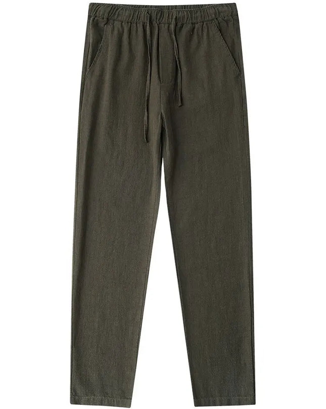 Casual Cotton Linen Chino Pants Men Wide Leg Lightweight Baggy Cotton Sweatpants Male Sport Jogger Straight Work Trousers