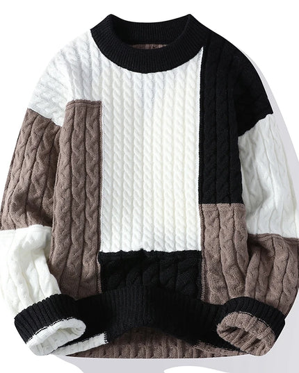 New Spring Winter Fashion Patchwork Loose Sweater Men Streetwear High Quality Mens Casual Sweaters Warm Knitting Pullovers Men