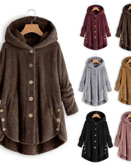 Fashion Trend Autumn and Winter Press-pleated Printed Turn-collar Long-sleeved Shirt Two-piece Furry Coat