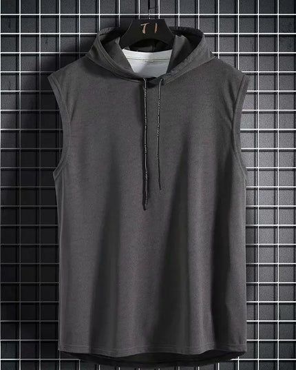 Summer Gym Tank Top Men Hooded Sleeveless Shirt Bodybuilding Top Fashion Hip Pop Vest Sweatshirt Fitness Singlets Man Clothing