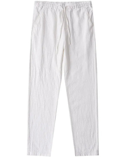 Casual Cotton Linen Chino Pants Men Wide Leg Lightweight Baggy Cotton Sweatpants Male Sport Jogger Straight Work Trousers