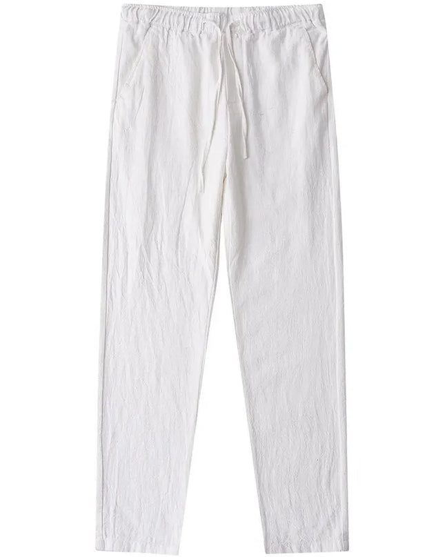 Casual Cotton Linen Chino Pants Men Wide Leg Lightweight Baggy Cotton Sweatpants Male Sport Jogger Straight Work Trousers