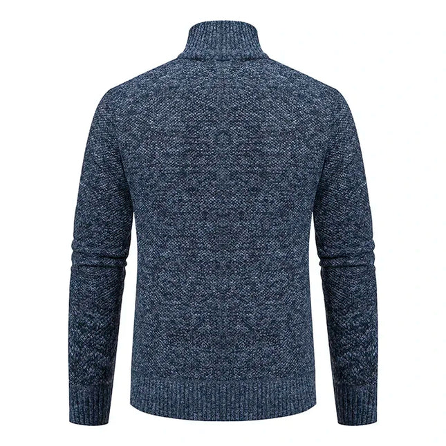2025 Autumn and Winter New Jersey Men's Casual Sports Coat Solid Color Stand Collar Sweater Grab Fleece Warm Zipper Cardigan