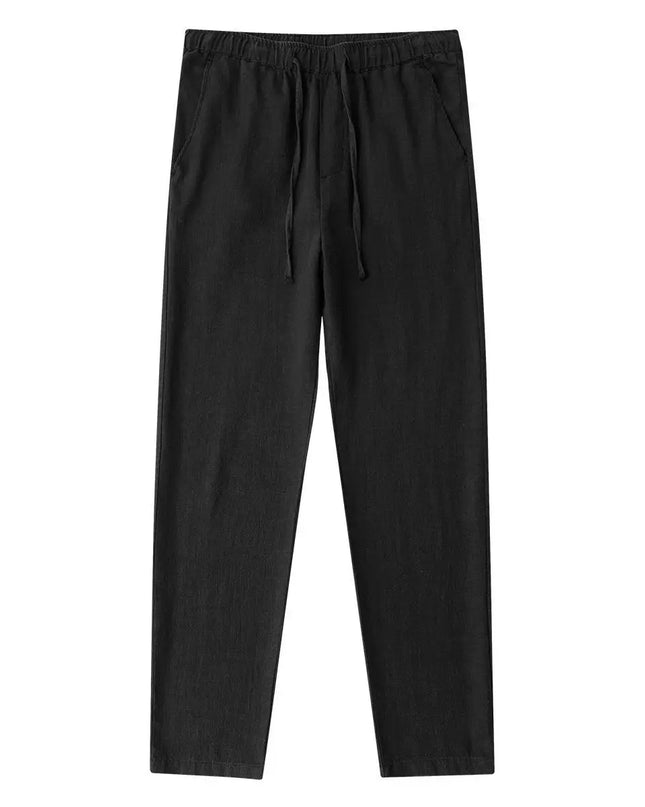 Casual Cotton Linen Chino Pants Men Wide Leg Lightweight Baggy Cotton Sweatpants Male Sport Jogger Straight Work Trousers