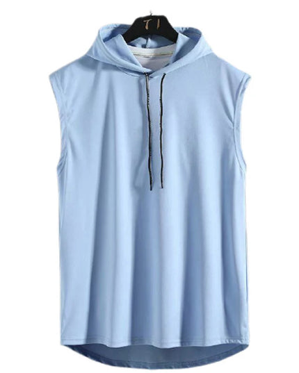 Summer Gym Tank Top Men Hooded Sleeveless Shirt Bodybuilding Top Fashion Hip Pop Vest Sweatshirt Fitness Singlets Man Clothing