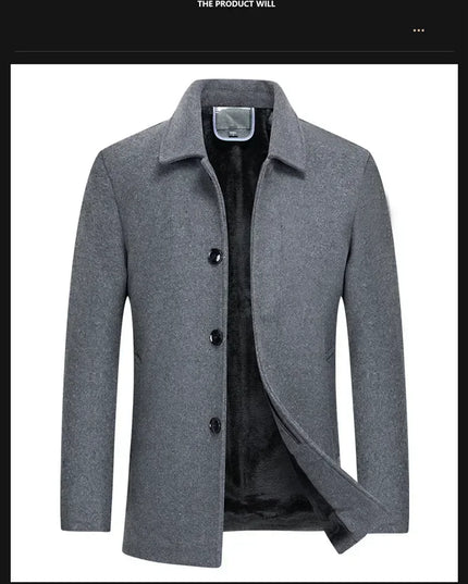 Jackets Business Casual Fleece Liner Woolen Autumn Winter Men Wool Jacket Slim Fit Thick Warm Trench Jackets Mens Brand Outwears