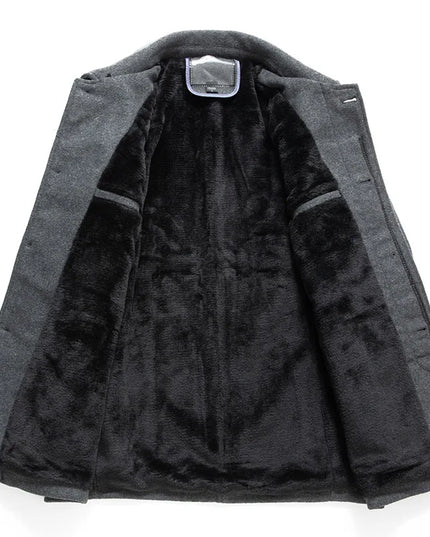 Jackets Business Casual Fleece Liner Woolen Autumn Winter Men Wool Jacket Slim Fit Thick Warm Trench Jackets Mens Brand Outwears