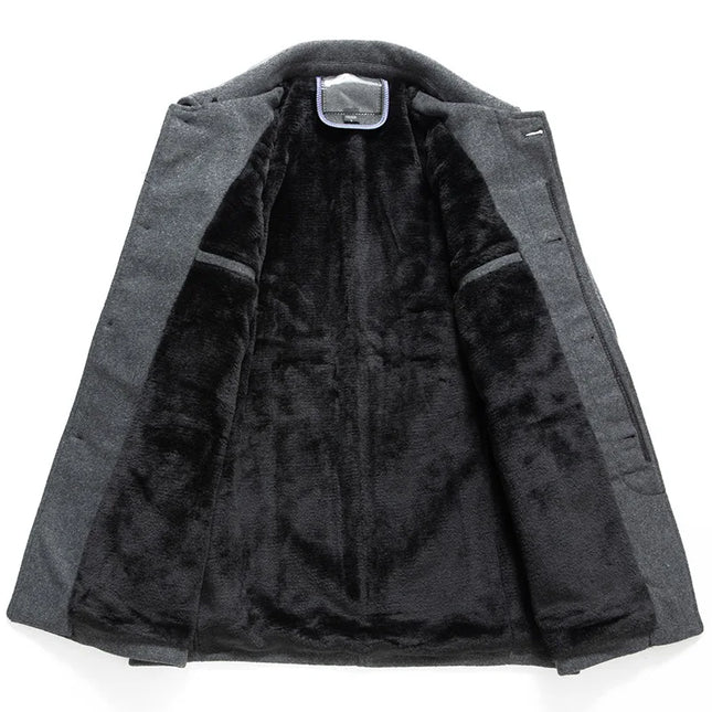Jackets Business Casual Fleece Liner Woolen Autumn Winter Men Wool Jacket Slim Fit Thick Warm Trench Jackets Mens Brand Outwears