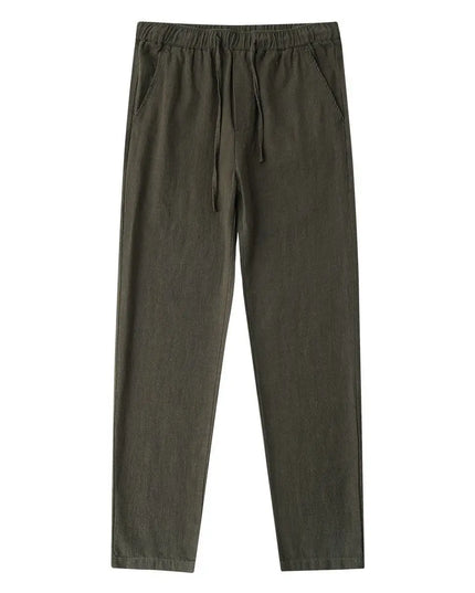 Casual Cotton Linen Chino Pants Men Wide Leg Lightweight Baggy Cotton Sweatpants Male Sport Jogger Straight Work Trousers