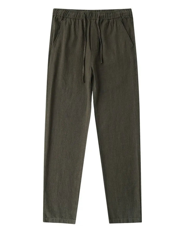 Casual Cotton Linen Chino Pants Men Wide Leg Lightweight Baggy Cotton Sweatpants Male Sport Jogger Straight Work Trousers