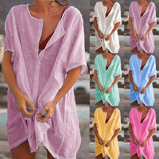 Cotton Women's Vintage Sexy Dress White Oversize Casual Beach Mini Dresses 2023 Summer Maxi Dress Robe De Soirée Orange Vestidos