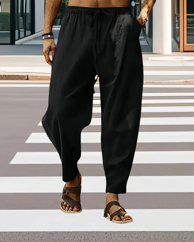 Fashion Mens Linen Wide Pants Korean Trousers Oversize Sports Streetwear Male Spring Yoga Pants Casual Men Clothing Sweatpants